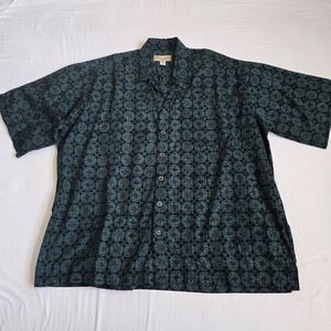 Johari West Batic Print Button Up Shirt Short Sleeves Hawaiian Tropical  4XL